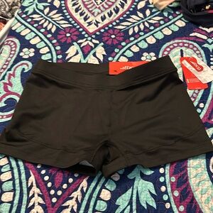 BCG WOMENS WIDE WAISTBAND VOLLEYBALL SHORTS BLACK